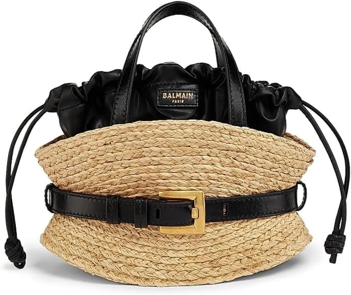 Mini Shuffle Raffia & Leather Top Handle Bag